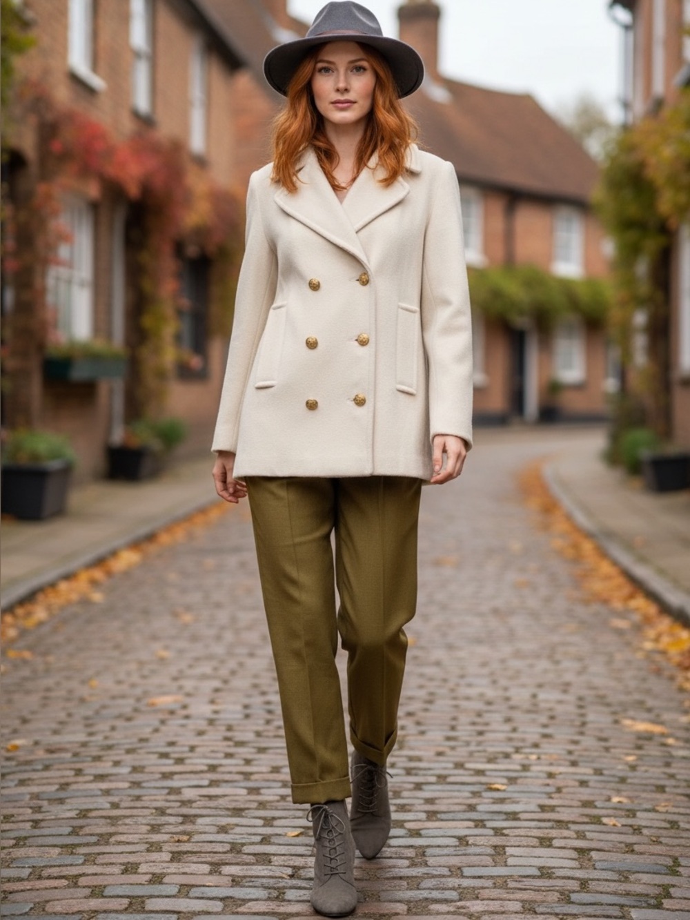 Sherwood USA Cream White Wool Peacoat